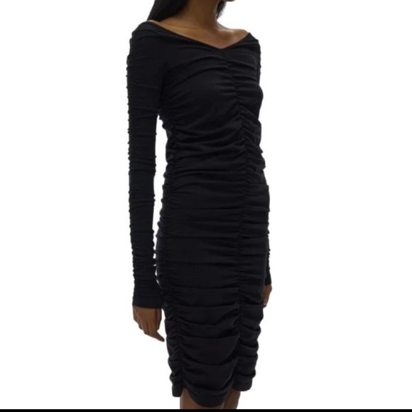HELMUT LANG Ruched Midi Dress Seamless Jersey - Picture 1 of 5